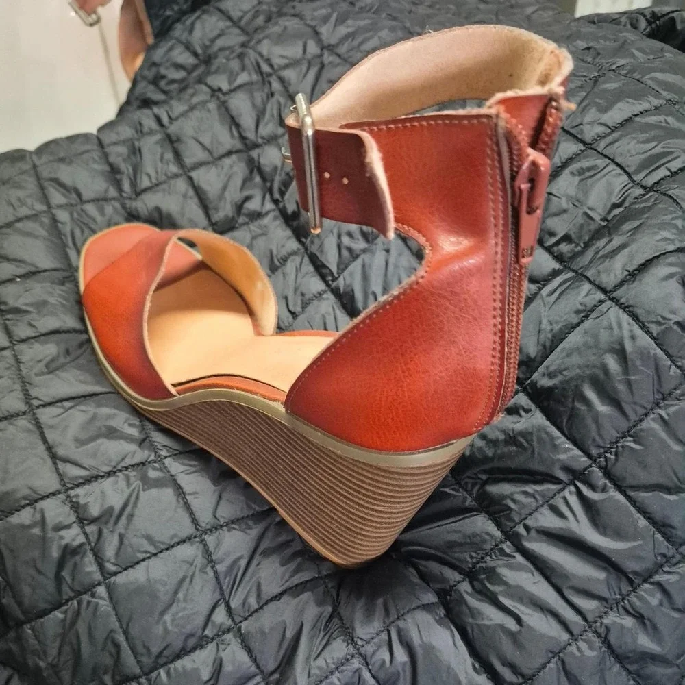 Madden Girl Women Cognac Brown Leather 4.5